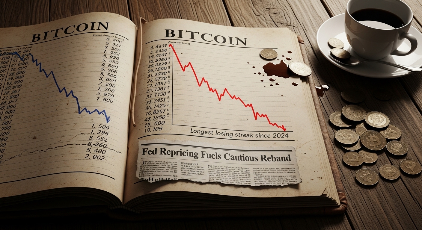 Bitcoin Logs Longest Losing Streak Since 2024 as Fed Repricing Fuels Cautious Rebound