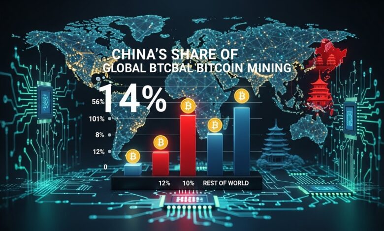 China’s share of global Bitcoin mining rises to 14%