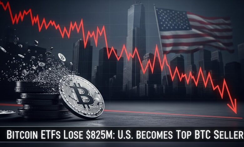 Bitcoin ETFs Lose $825M: U.S. Becomes Top BTC Seller