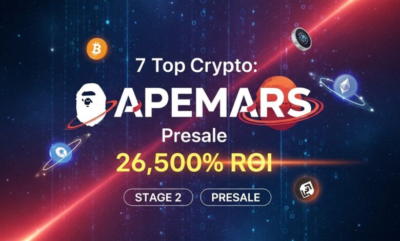 7 Top Crypto APEMARS Presale 26,500% ROI Stage 2