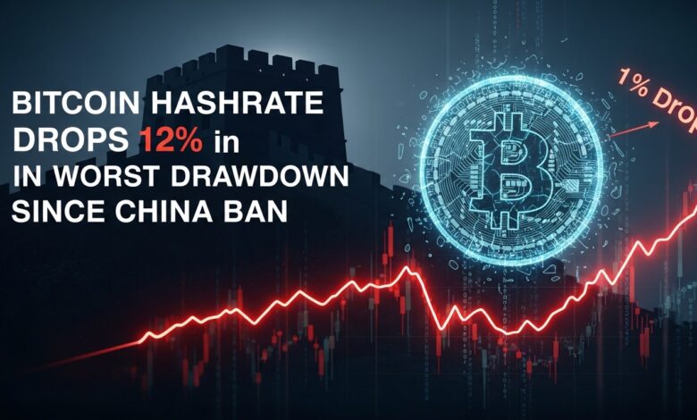 Bitcoin Hashrate Drops 12% in Worst Drawdown Since China Ban